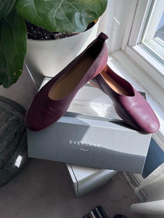 Everlane Burgundy Leather Ballet Flats Day Glove - Picture 3 of 6